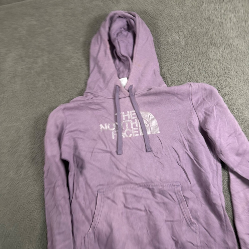 The North Face Womens Purple Metallic‎ Logo Pullover Hoodie Sweatshirt Medium